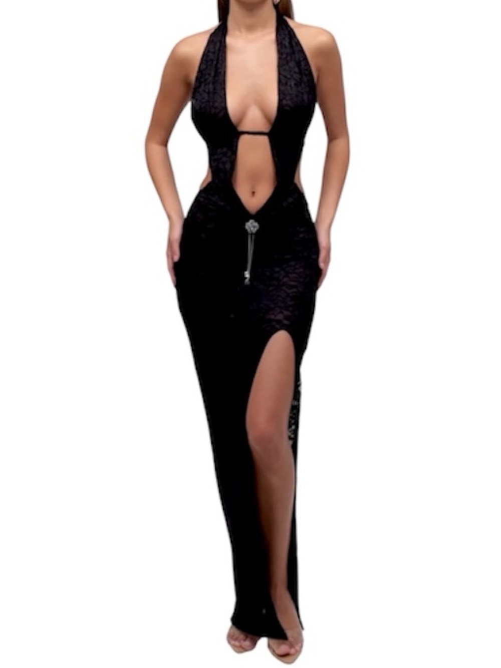 [Murci] Black Halter Cutout Dress - Picture 3 of 5